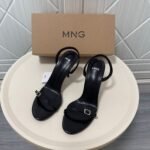 Women's Black High-Heeled One-strap Buckle Back-strap Sandals – Versatile Summer