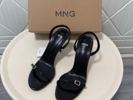 Women's Black High-Heeled One-strap Buckle Back-strap Sandals – Versatile Summer