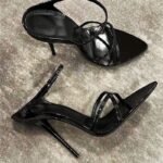 Red Patent Leather Stiletto High Heels – One-Strap Half-Drag Women's Sandals – Pointed Toe, Versatile Fashion - Image 3