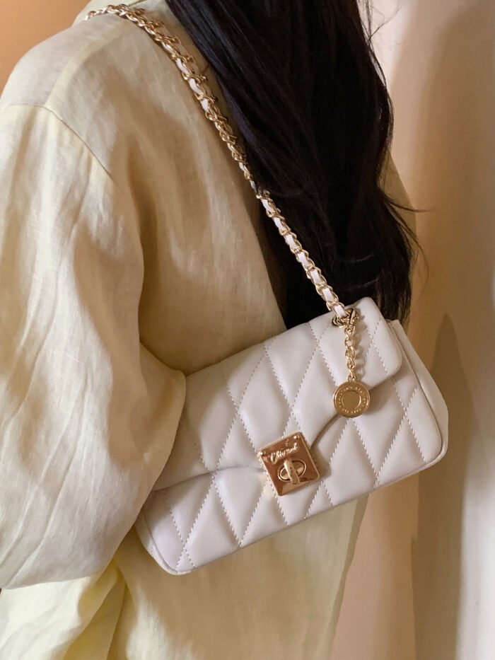 Nanfeng Chio2Nd Pearl Era Small Square Chain Bag – Diamond Pattern Women's Single-Shoulder Crossbody Bag - Image 2