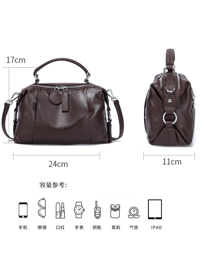 Foreign Trade Women's Boston Handbag – Genuine Leather Crossbody & Shoulder Bag – Trendy New Fashion - Image 4