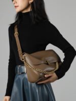 Cowhide Large Capacity Crossbody Chain Tote – Women's High-End Hot-Selling Bag Genuine Leather Bag - Image 3