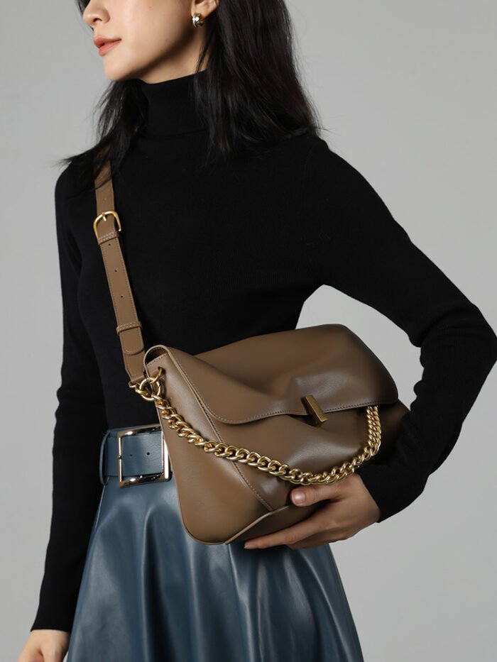 Cowhide Large Capacity Crossbody Chain Tote – Women's High-End Hot-Selling Bag Genuine Leather Bag - Image 3