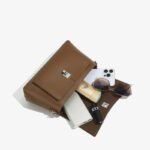 Genuine Leather Lock-Buckle Underarm Shoulder Bag – High-End Korean Style Small Square Bag, Light Luxury Retro Casual - Image 4