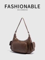 Niche High-End Functional Vintage Motorcycle Shoulder Bag – Crossbody Underarm with Multiple Pockets