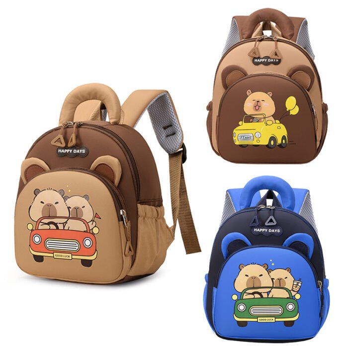 Cross-Border Cute Capybara Kids Backpack – Unisex, Kindergarten, Available in Small, Medium, Large - Image 2
