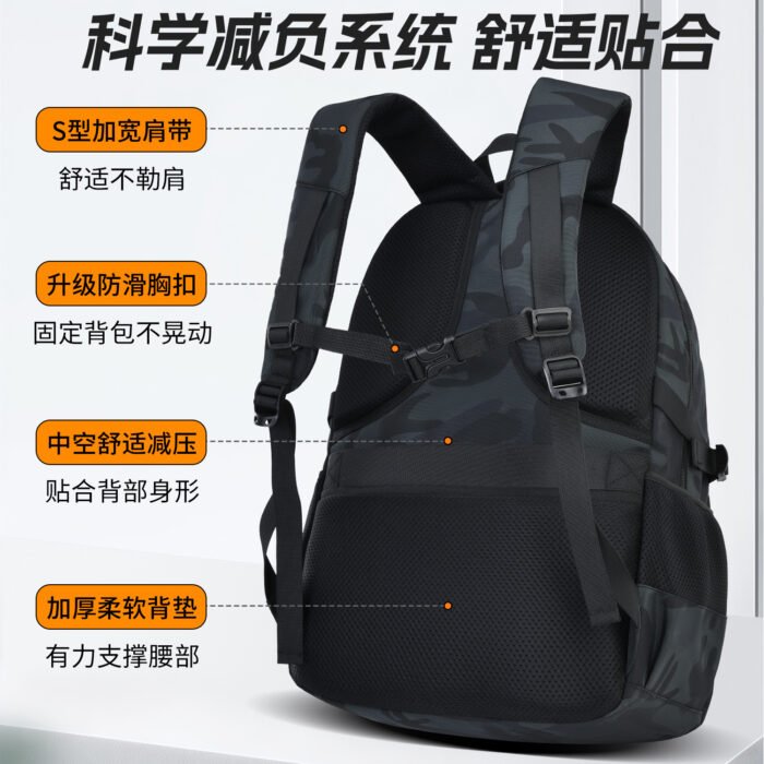 New Style Large-Capacity Weight-Reducing Spine-Protecting Backpacks for Middle, Junior High, and High School Boys – Wholesale - Image 2