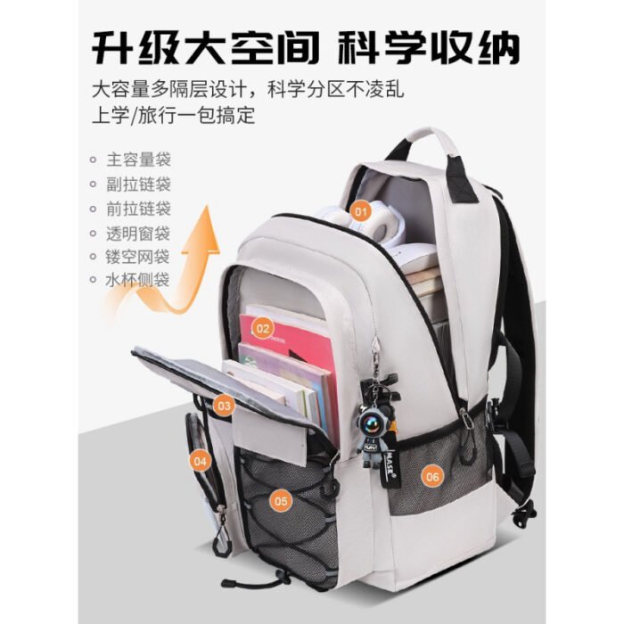 Burden-Reducing Spine-Protection Schoolbag for Boys and Girls – Large Capacity Backpack for Primary, Junior High, Middle, and High School Students - Image 3