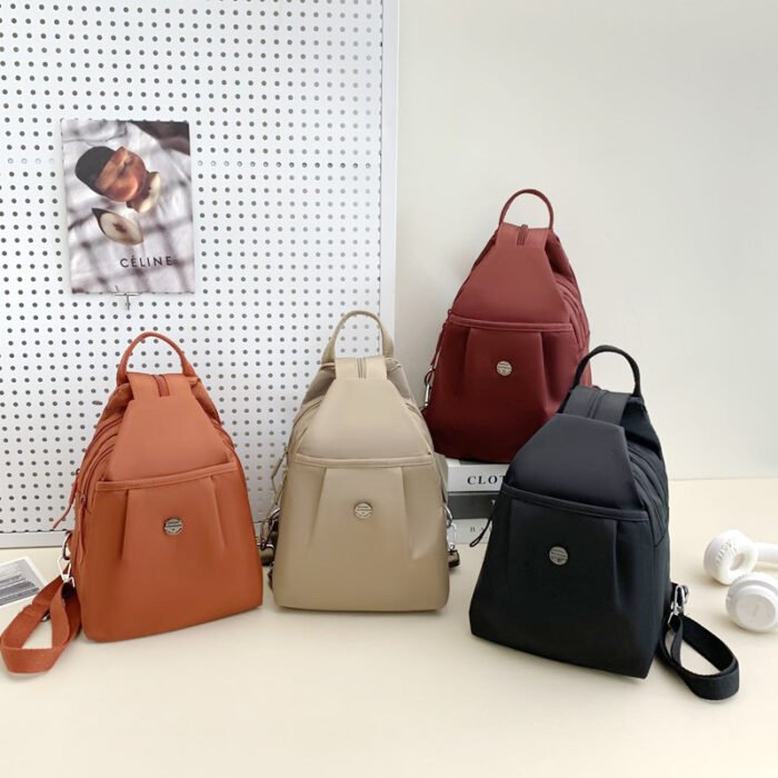 Women's Pleated Oxford Cloth Mini Backpack – Casual Travel Chest Bag - Image 4