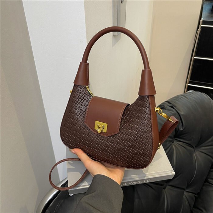 Autumn Textured Crescent Crossbody Bag – 2026 New Style Small Underarm Women’s with Personalized Woven Pattern – Fashion Retro - Image 4
