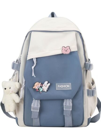 Contrast Color Japanese Student Backpack – Large Capacity College & Leisure Style Tooling Design – Schoolbag