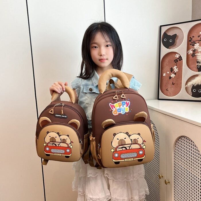 Cross-Border Cute Capybara Kids Backpack – Unisex, Kindergarten, Available in Small, Medium, Large - Image 3