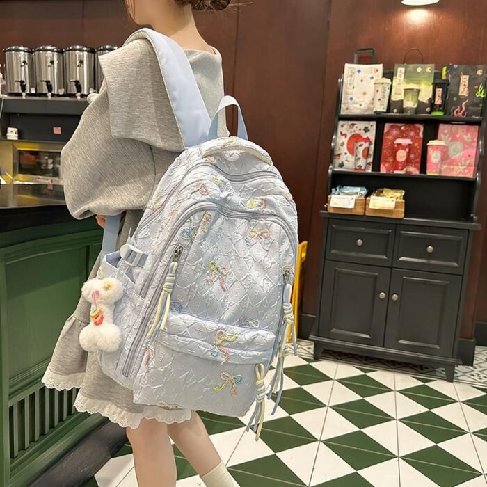School Bag for Female Junior High School Students, High-Looking and Cute Bow-Knot Backpack, Large-Capacity Backpack for Elementary School Students in Grades Three to Six - Image 2