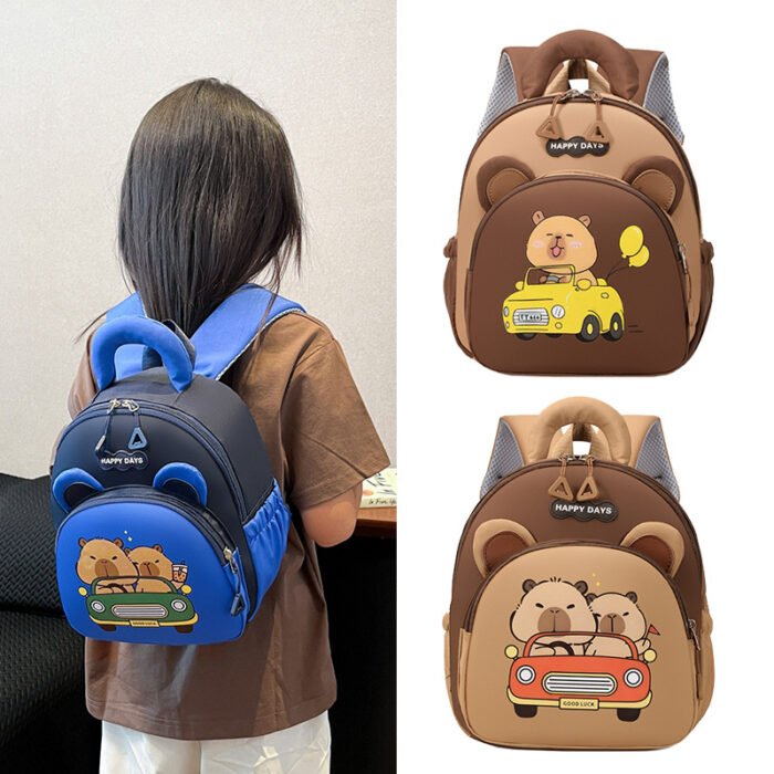 O1CN01n5w91a1CVR7jjLJ3N_2219978300086-0-cib.jpg Cross-Border Cute Capybara Kids Backpack – Unisex, Kindergarten, Available in Small, Medium, Large - Image 1