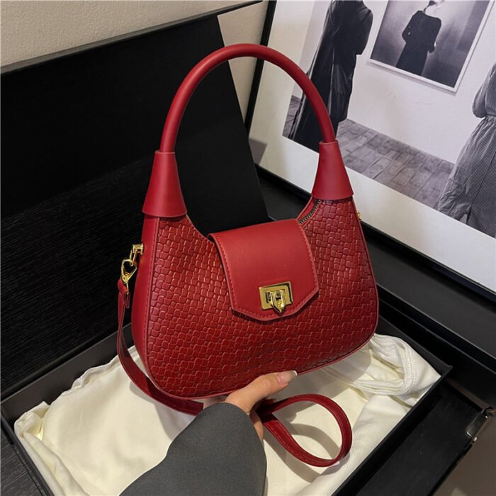 Autumn Textured Crescent Crossbody Bag – 2026 New Style Small Underarm Women’s with Personalized Woven Pattern – Fashion Retro - Image 2