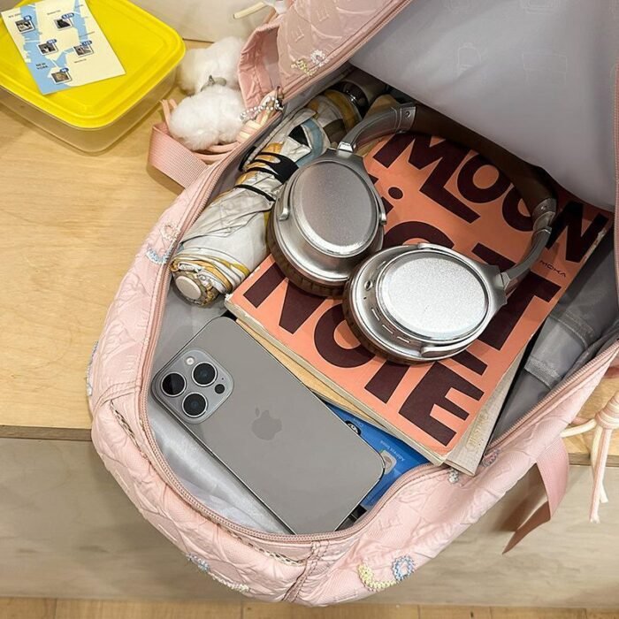 School Bag for Female Junior High School Students, High-Looking and Cute Bow-Knot Backpack, Large-Capacity Backpack for Elementary School Students in Grades Three to Six - Image 4