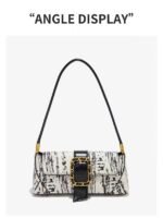 Creative Mature Crossbody Bag – Black/White Paint Splash & Pastoral Patchwork, Underarm & Shoulder Style - Image 5