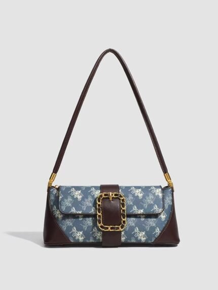 Creative Mature Crossbody Bag – Black/White Paint Splash & Pastoral Patchwork, Underarm & Shoulder Style