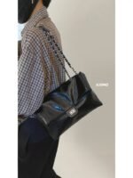 Chanel-Inspired Chain Shoulder Bag – High-End Oil Wax Leather Tote & Crossbody Bag for Women